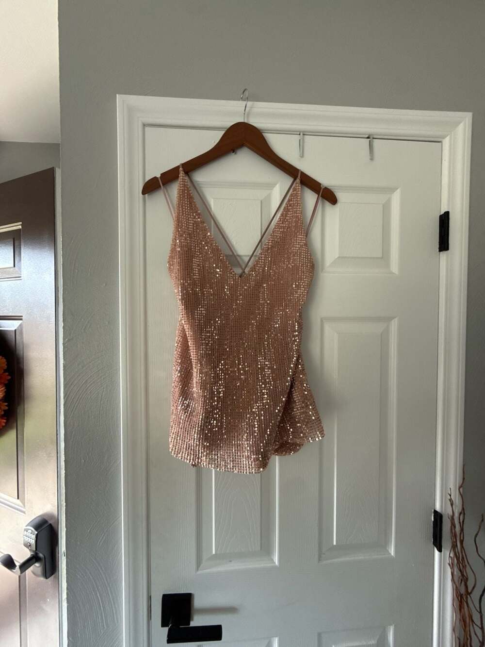 Express Sequin Cami Size M Rose Gold Sparkle Party Top